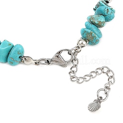 5Pcs 5 Styles Dyed Synthetic Turquoise Starfish & Natural White Moonstone & Lapis Lazuli & Flower Amazonite & Rose Quartz Chip Beaded Anklets with 304 Stainless Steel End Chains&nbsp;AJEW-AN00733
