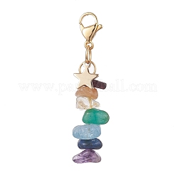 7 Chakra Natural Mixed Gemstone Chip Pendant Decorations&nbsp;HJEW-JM01024
