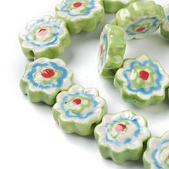 Handmade Porcelain Flower Beads Strands&nbsp;PORC-G006-14C