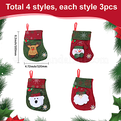 12Pcs 4 Styles Cloth Christmas Stocking Gift Bag Pendant Decoration&nbsp;FIND-SP0020-60A