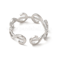 Non-Tarnish 304 Stainless Steel Initial Letter S Open Cuff Ring for Women&nbsp;RJEW-E066-10P
