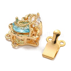 Brass Micro Pave Cubic Zirconia Box Clasps&nbsp;KK-U037-40G-A