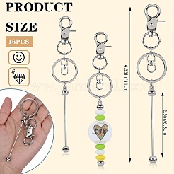 16Pcs 16 Colors Alloy Beadable Bar Keychain for DIY Crafts Jewelry Making&nbsp;KEYC-SZ0001-20