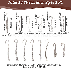 14Pcs 14 Styles Tibetan Style Alloy Bookmarks Findings&nbsp;AJEW-UN0001-69