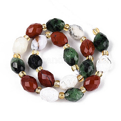 Natural Ruby in Zoisite & Red Jasper & Flower Opal Beads Strands&nbsp;G-T144-21A-01