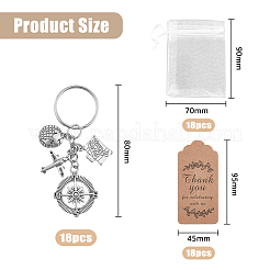 Compass Airplane Earth Suitcase Tibetan Style Alloy Pendant Keychain&nbsp;KEYC-PH01482