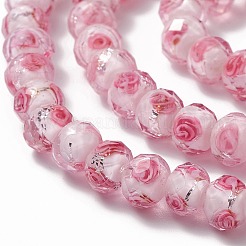 Handmade Silver Foil Glass Lampwork Beads Strands&nbsp;LAMP-R141-8mm-14