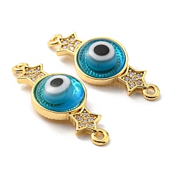 Brass Micro Pave Clear Cubic Zirconia Connector Charms&nbsp;KK-K338-04G