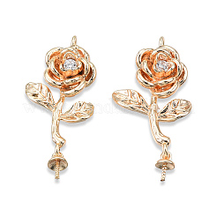 Brass Micro Pave Clear Cubic Zirconia Flower Peg Bails Pendants&nbsp;LS-KK-N232-464