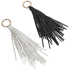 2Pcs 2 Colors PU Leather Tassel Pendan Keychains&nbsp;FIND-CL0001-88C