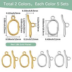 10Pcs 2 Colors Ion Plating(IP) 304 Stainless Steel Toggle Clasps&nbsp;STAS-SC0010-68A