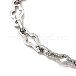 2Pcs 2 Styles 304 Stainless Steel Hollow Cross-Linked Chain Bracelets for Couple&nbsp;BJEW-JB12293