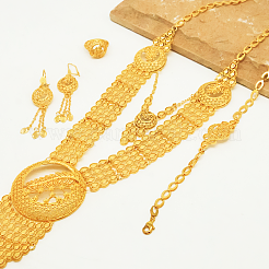 Vintage Alloy Statement Hollowed Ear of Wheat Necklace & Bracelet & Earrings & Ring Set for Women&nbsp;ZA7503