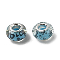 Printed Transparent Resin European Beads&nbsp;RESI-C063-03G