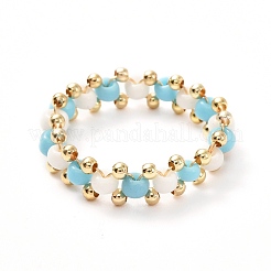 Glass Seed Beads Rings for Teen Girl Women&nbsp;RJEW-TA00010