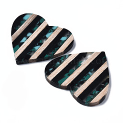 Stripe Resin & Walnut Wood Pendants&nbsp;RESI-N025-016A-D02