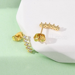 Brass Micro Pave Clear Cubic Zirconia Stripe Stud Earrings&nbsp;EJEW-S280-01G