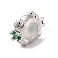 Brass Micro Pave Green Cubic Zirconia Beads&nbsp;LS-KK-K361-05P