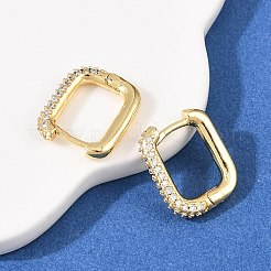 Rectangle Brass Clear Cubic Zirconia Stud Earrings&nbsp;EJEW-A156-12A-G
