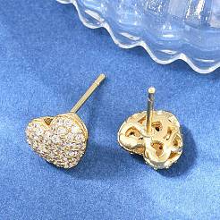 Brass Micro Pave Clear Cubic Zirconia Stud Earrings&nbsp;EJEW-G471-31G-03