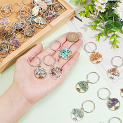 Flat Round with Tree of Life Gemstone Chips Keychains&nbsp;KEYC-AB00055