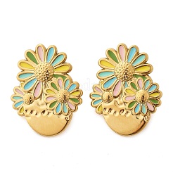 Flower 304 Stainless Steel Stud Earrings&nbsp;EJEW-V016-10G-01