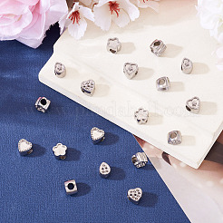 18Pcs 9 Styles 304 Stainless Steel European Bead Rhinestone Settings&nbsp;STAS-TA0003-15