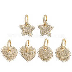 Brass Micro Pave Clear Cubic Zirconia Hoop Earrings&nbsp;EJEW-L275-17G