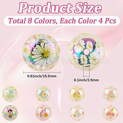 32Pcs 8 Colors UV Plating Printed Transparent Acrylic Beads&nbsp;TACR-PA0001-03