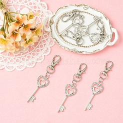 6Pcs Heart Key Alloy Pendant Decorations&nbsp;HJEW-YW00392