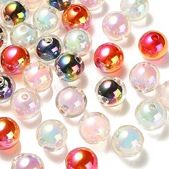 100Pcs UV Plating Transparent Rainbow Iridescent Acrylic Beads&nbsp;TACR-CJ0001-59