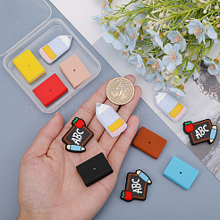 12Pcs 8 Styles Blackboard/Book/Pencil Shape Silicone Beads&nbsp;SIL-CA0002-78