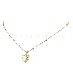 Brass Heart Locket Photo Pendant 304 Stainless Steel Satellite Chain Necklaces for Women&nbsp;NJEW-JN05734