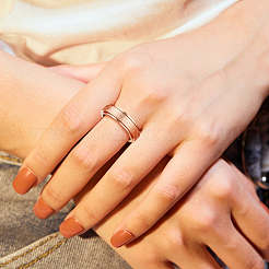 6Pcs 6 Colors Textured Stainless Steel Rotating Finger Rings Set&nbsp;RJEW-AN0001-08