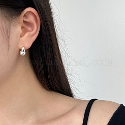 Teardrop Rhodium Plated 925 Sterling Silver Shell Pearl Dangle Earrings for Women&nbsp;EJEW-Q804-05P