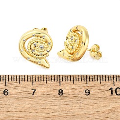 Brass Micro Pave Clear Cubic Zirconia Stud Earrings&nbsp;EJEW-H158-07B-G