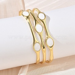Brass Enamel Multi-strand Cuff Bangles for Women&nbsp;BJEW-A173-01G-02