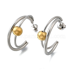 304 Stainless Steel Two Tone Stud Earrings&nbsp;EJEW-S263-02GP