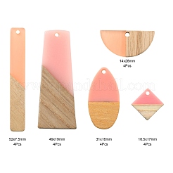 20Pcs 5 Style Resin & Wood Semi Circle Pendants&nbsp;RESI-LS0001-45
