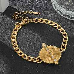 304 Stainless Steel Cuban Link Chain Bracelets for Women&nbsp;STAS-Z117-10G