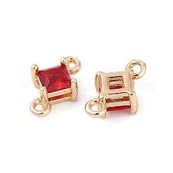Brass Pave Glass Rhombus Links Connector Charms&nbsp;GLAA-Q088-001J