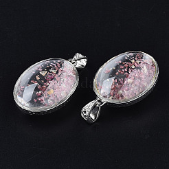 Transparent Glass Oval Pendants&nbsp;GLAA-S199-005