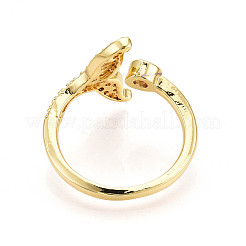 Brass Micro Pave Clear Cubic Zirconia Cuff Rings for Women&nbsp;KK-T074-23G