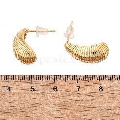 Brass Stripe Teardrop Stud Earrings&nbsp;EJEW-K286-09G