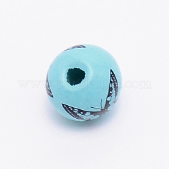 Printed Natural Wood Beads&nbsp;WOOD-TAC0007-58C