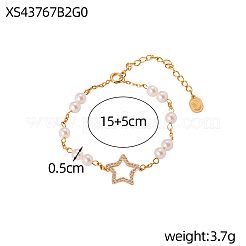 Women's 304 Stainless Steel Star Link Bracelets&nbsp;BJEW-OY001-04