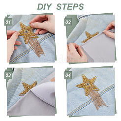 5Pcs 5 Colors Star Alloy Rhinestone Fabrics Patches with Chain Tassel&nbsp;PATC-GA0001-55