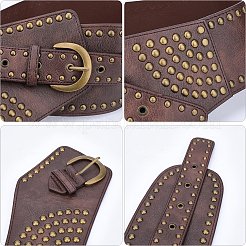 Retro Antique Bronze Alloy Rivets PU Leather Whide Waist Belts for Women&nbsp;AJEW-WH20098-075B