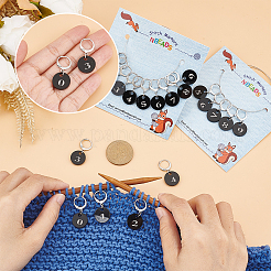 Acrylic Flat Round with Number Pendant Locking Stitch Markers&nbsp;HJEW-PH01838