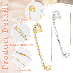 20Pcs 2 Colors Alloy Rhinestones Safety Pin Brooch&nbsp;SJEW-FH0001-04